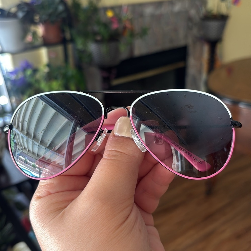 Pink & White Aviator Sunglasses